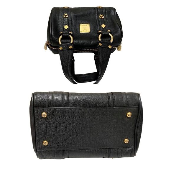 MCM Pebbled Leather Boston Handbag 👜 22cm - Picture 14 of 17